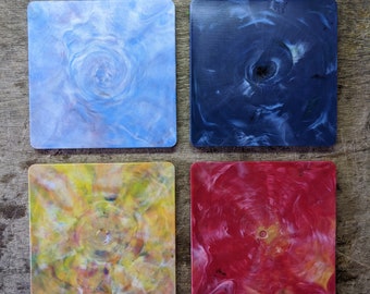 Art Tile/Coaster (square)--- 100% Recycled Plastic + Handmade Craft