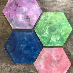 Art Tile/Coaster (hexagon)--- 100% Recycled Plastic + Handmade Craft