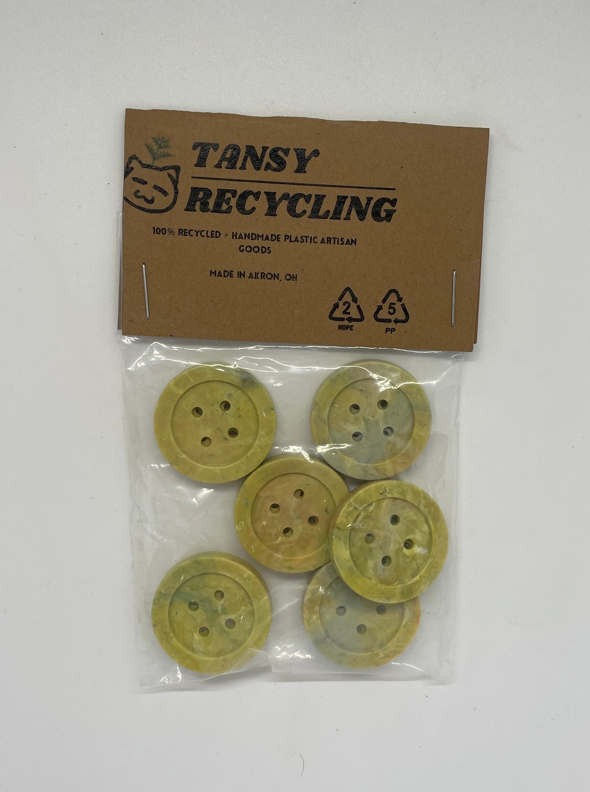 Red, Green & Yellow Mix Matte Plastic Craft Buttons (65pcs)
