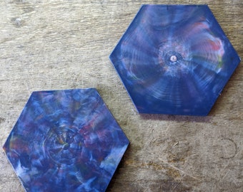 Art Tile/Coaster (hexagon)--- 100% Recycled Plastic + Handmade Craft
