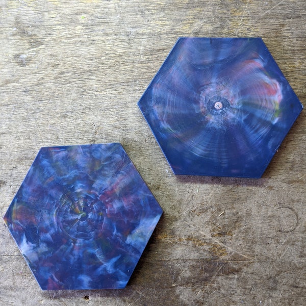 Art Tile/Coaster (hexagon)--- 100% Recycled Plastic + Handmade Craft