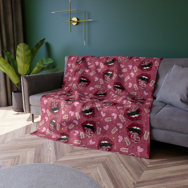 Viral Valentine's Retro Crushed Velvet Blanket, Valentine's Rock N Roll