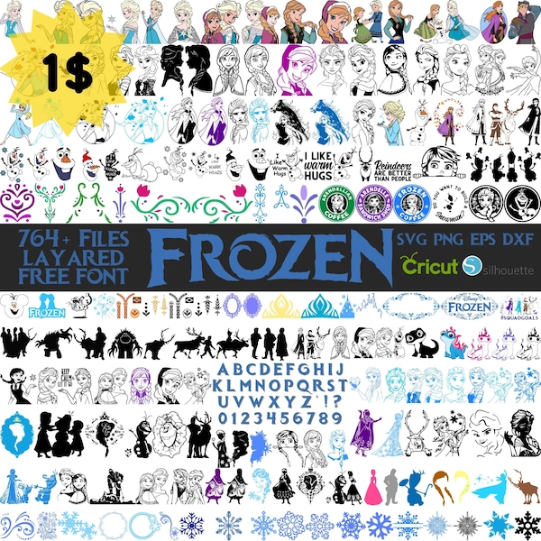 764+ frozen svg, frozen bundle, frozen clipart, frozen png, frozen font, elsa svg, cricut svg, silhouette svg, frozen layered