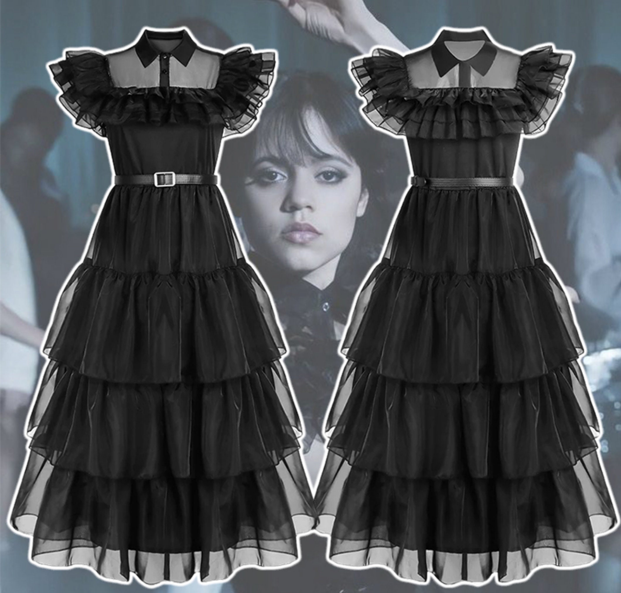 Wednesday Addams Addams family Wednesday Dress Women's Girls' Movie Cosplay  Gothic Black Dress Belt Masquerade Polyester World Book Day Costumes 2023 -  US $28.99