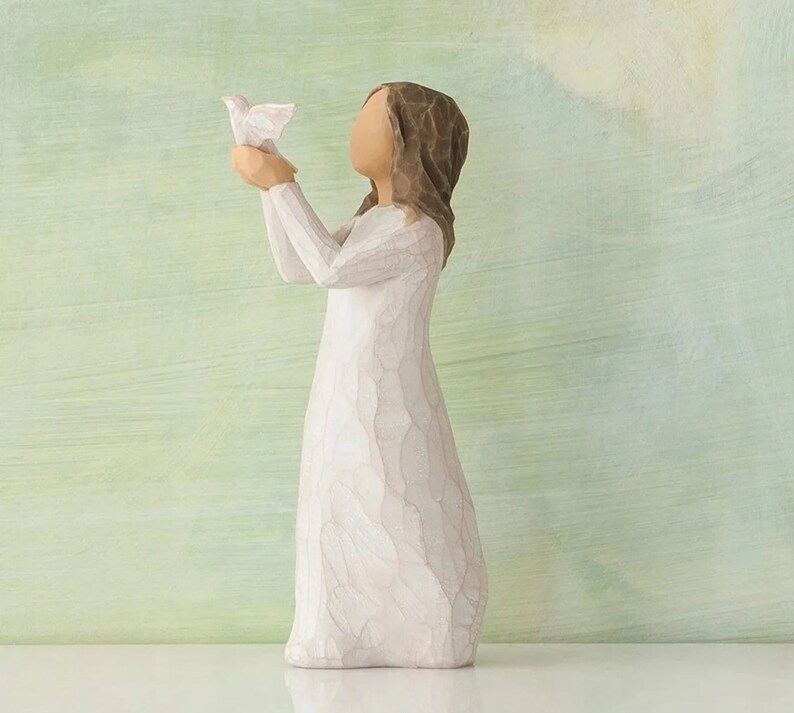 Bird and Man Willow Tree Happiness, Sculpted Handpainted Figure Etsy