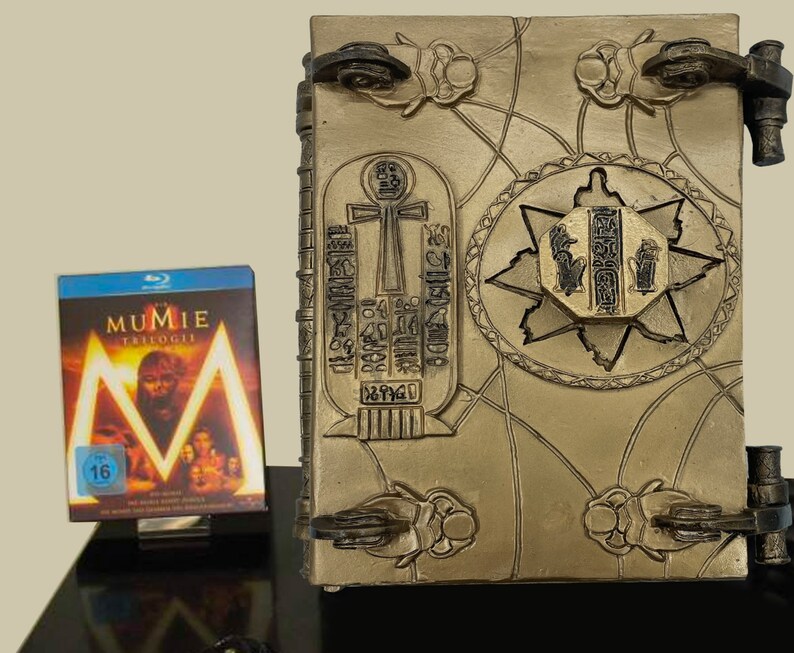 The Mummy Book & Key Prop Replica — Resin Collectible For Horror Movie Fans (Black)
