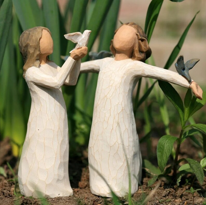 Bird and Man Willow Tree Happiness, Sculpted Handpainted Figure Etsy