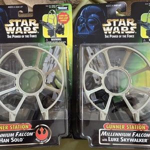Star wars potf gunner station millennium falcon luke skywalker & han solo deluxe