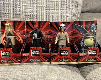 Star wars episode 1 darth maul jar jar watto anakin applause 7&quot; set of 4 mib