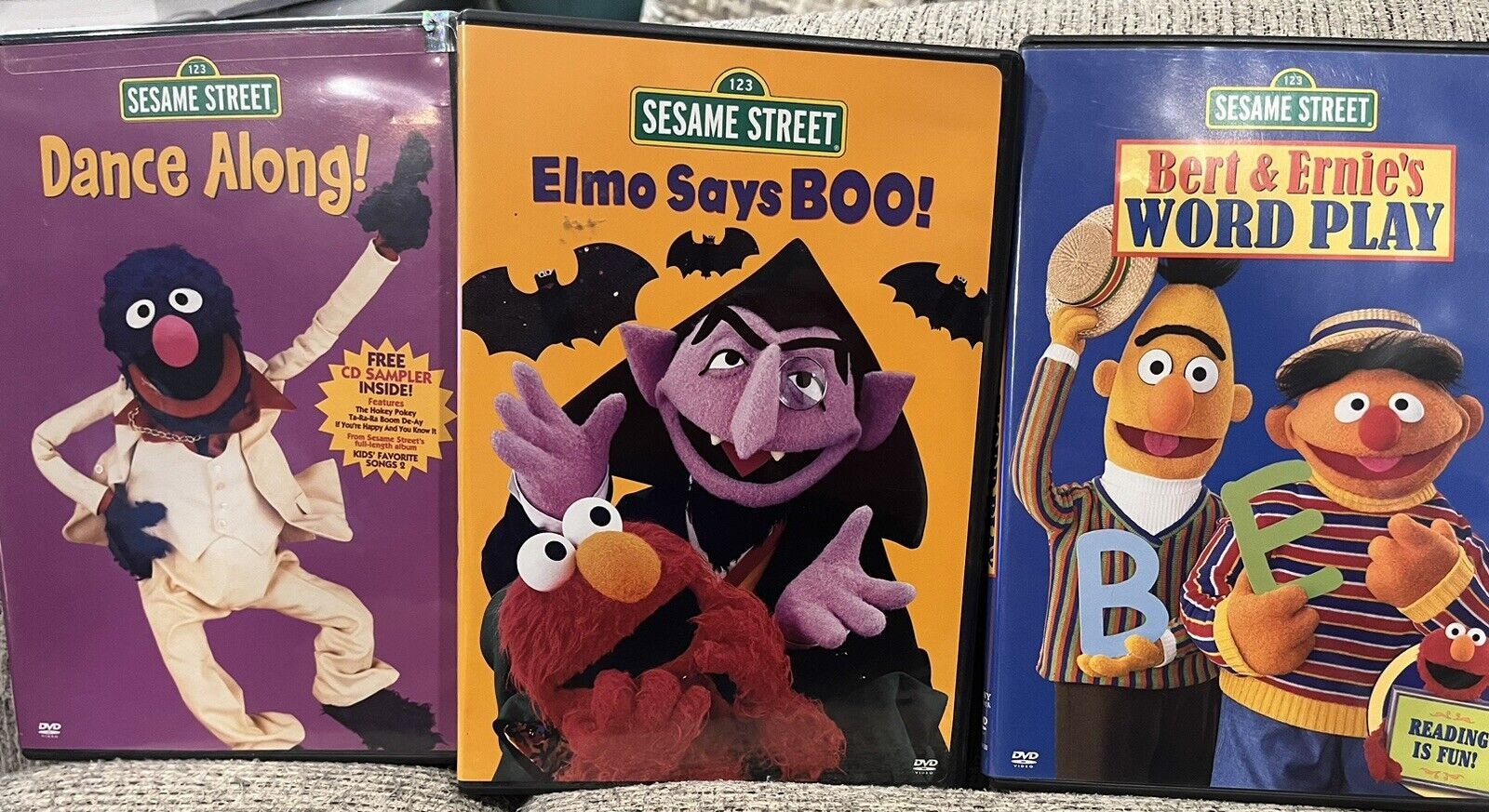 Sesame Street 3 Dvds Bert and Ernies Word Play, Elmo Says Boo, Dance ...