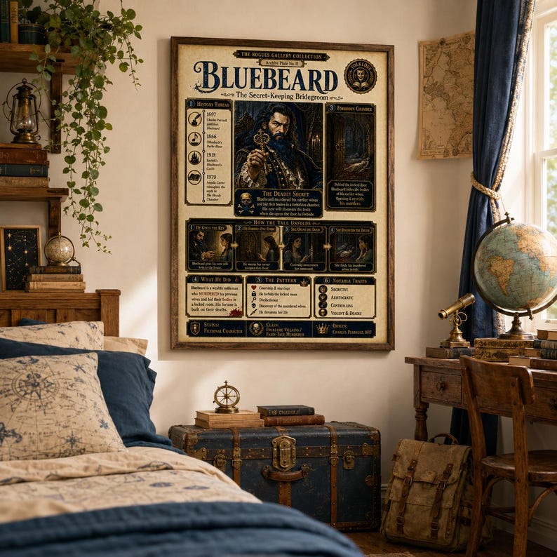 Bluebeard Gothic Folklore Poster, Fairy Tale Villain Wall Art (digital ...
