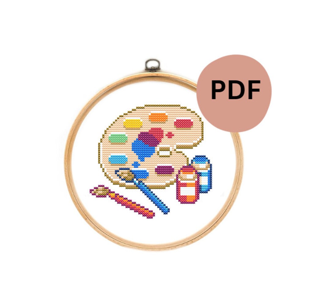 Paint Palette Cross Stitch Pattern Pdf Instant Download DIY Cross