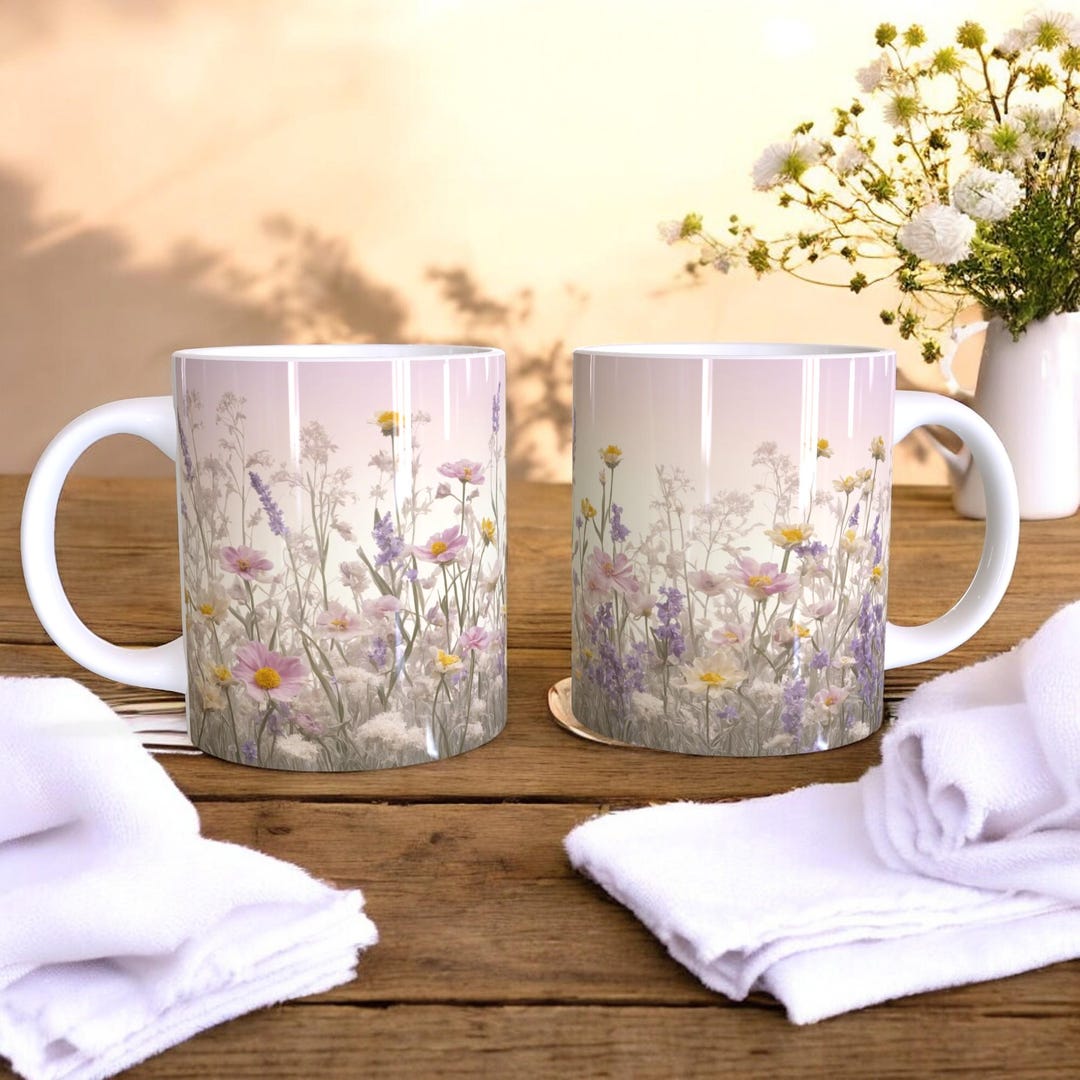 3D Field Flowers Mug Wildflowers and Pressed Flowers Design Cozy ...