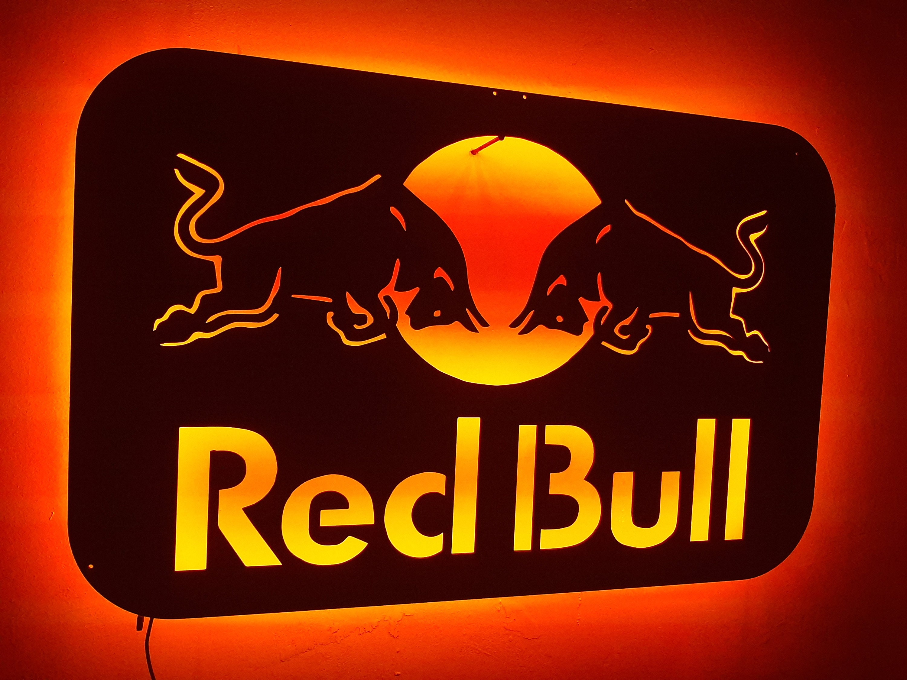 Red Bull Wall Art With RGB LED Lightsred Bull Logo Art Etsy New Zealand