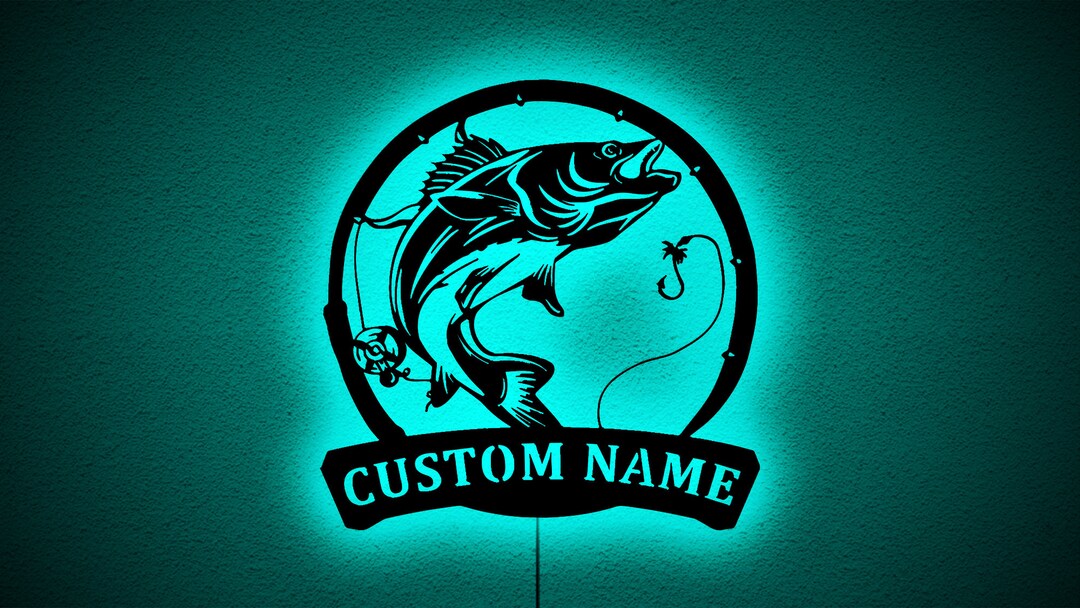 Custom Walleye Fishing Fish Pole Wall Art With RGB LED Etsy
