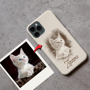 Custom Pet Portrait iPhone Case: Personalized Dog & Cat Sketch