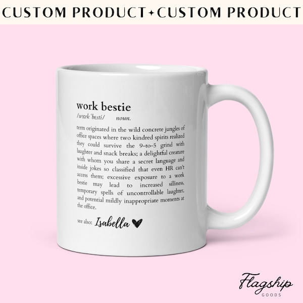 CUSTOM Work Bestie Lustiger Wörterbuch-Eintrag Becher | Büro Bester Freund Becher Geschenk | Geschenk für Kollegen | Arbeit BFF Weihnachten Geburtstag Abschied Geschenk