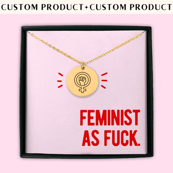 Girl Power Fist Feminist As Fuck Necklace | Women’s Rights Feminist Jewelry | Female Empowerment Gift | Best Friend Gift | Gift for Her