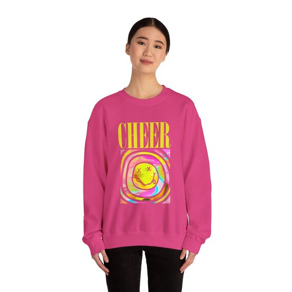 Cheer 90s Tie dye Sweatshirt Nirvana Inspired Cheer Shirt 90s Sweatshirt Smiley Face Cheer Shirt Etsy Ireland