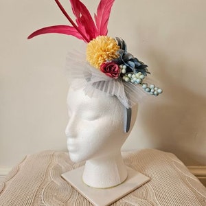 Derby Oaks Fascinator Hat  - Blue/Pink