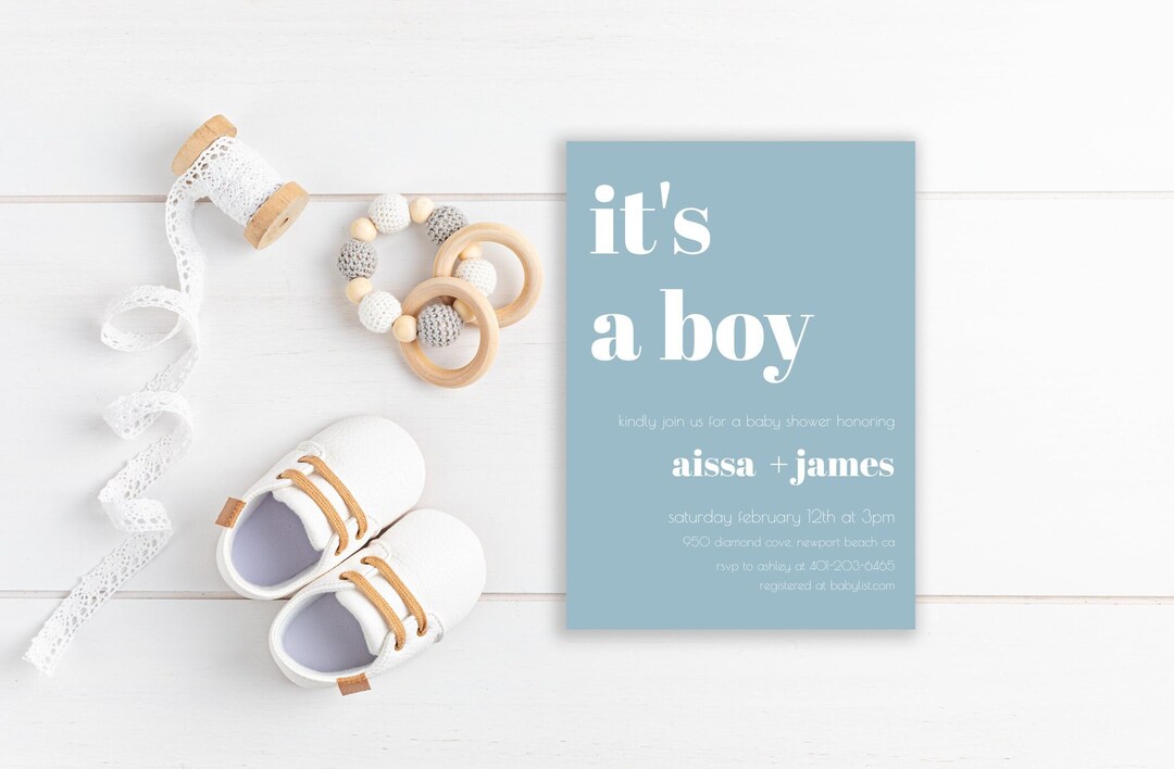 Coed Baby Shower Invitation Its a Boy Pastel Blue Baby Shower Invite