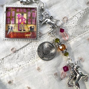 A Call to Arms Scissor Fob/Floss Ring, Thread Drop, Key Ring, Purse Décor, Vintage, Stitcher, Purse Charm, Travel