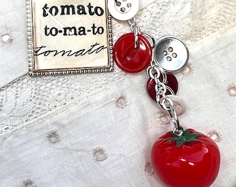 Tomato or ToMAHto? Scissor Fob, Purse Charm, Thread Drop, Key Ring