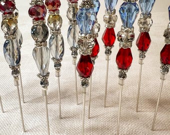 Conjunto de alfileres vintage de estilo americano, alfileres patrióticos, alfileres de conteo rojo, blanco y azul, regalo para bordadores, decoración para bordado, broche