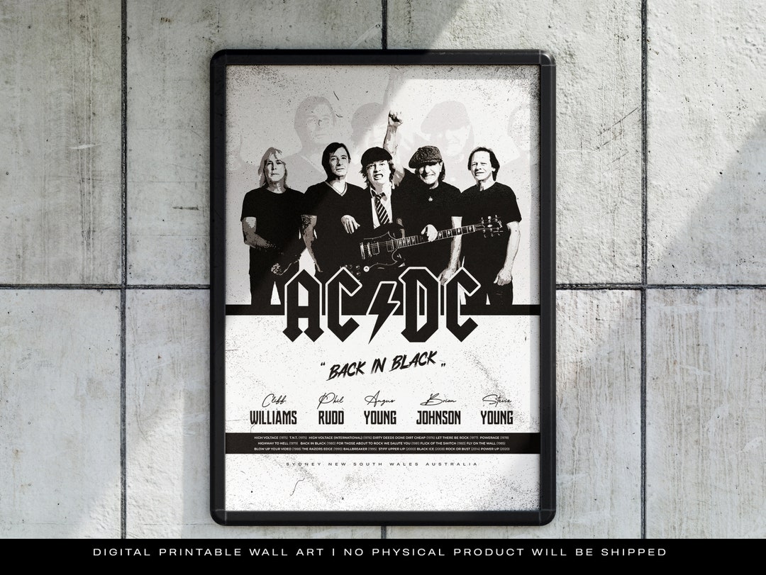 AC/DC Metal Rock Band Wall Art, Home Decor, Rock Poster, Ac/dc Rock ...
