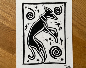 Perry Dreams-Windhond Lino print