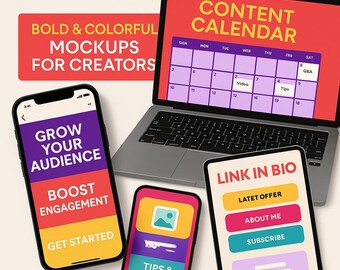 Content Creator Canva Template Kit | Bold Instagram and YouTube Templates | Social Media Planner | Link in Bio | Editable in Canva