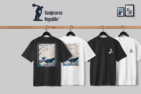 The Great Wave Off Kanagawa Shirt Back and front print, Aesthetic Art t-shirt, Japanese art design t-shirt, Back print, unisex casual shirt