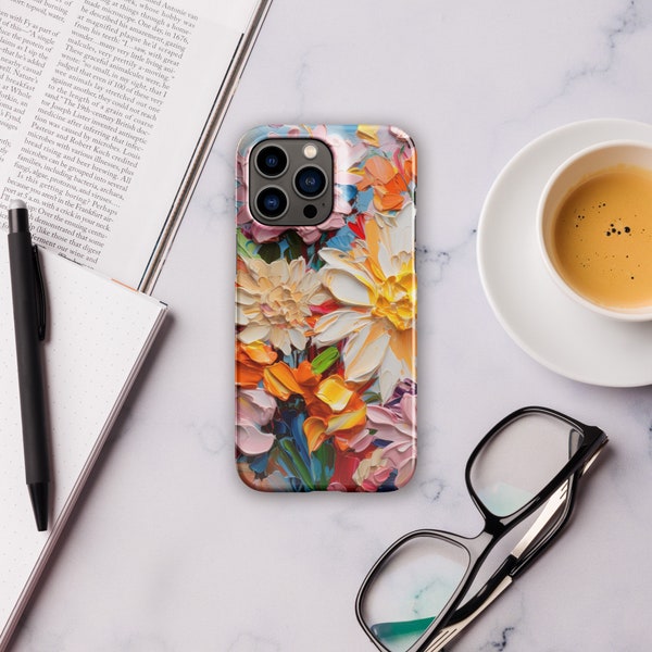 Funda de iPhone con Pintura al Óleo de Flores de Temporada: Arte y Protección en un Solo Estilo