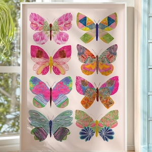 Dopamine Decor Butterfly Wall Art | Colorful Watercolor Art | Cute Art Poster for Girls Room & Nursery | Boho Butterflies Print