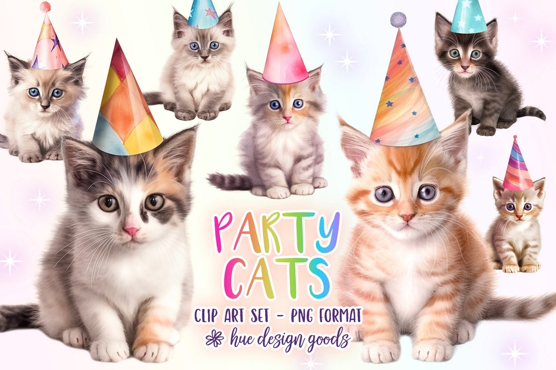 Cats Wearing Party Hats Clip Art Images Cute Birthday Party Kittens