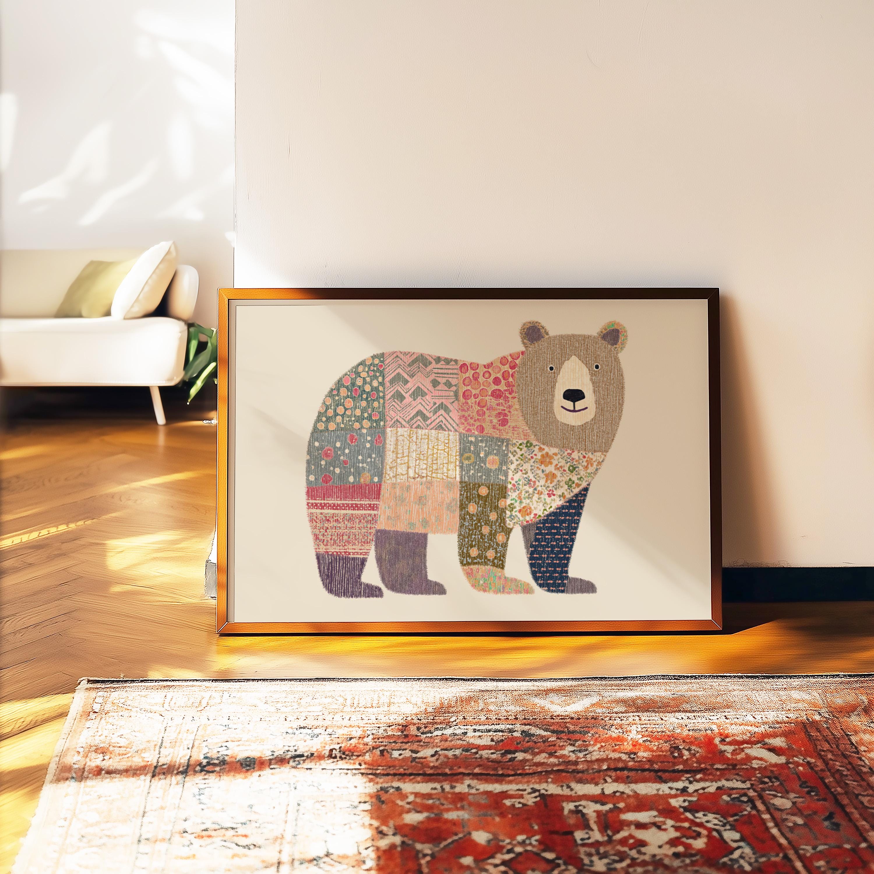 Patchwork Boar Patchwork Bear Printable Wall Art – Woodland Nursery Digital Download ...