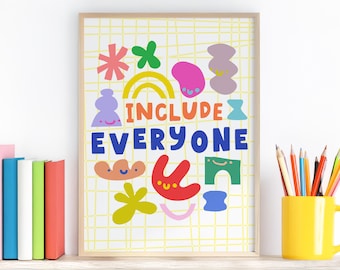 Inclusive Classroom Poster | Positive Affirmation Art Print Kids Room | Diversity Playroom Decor for Children