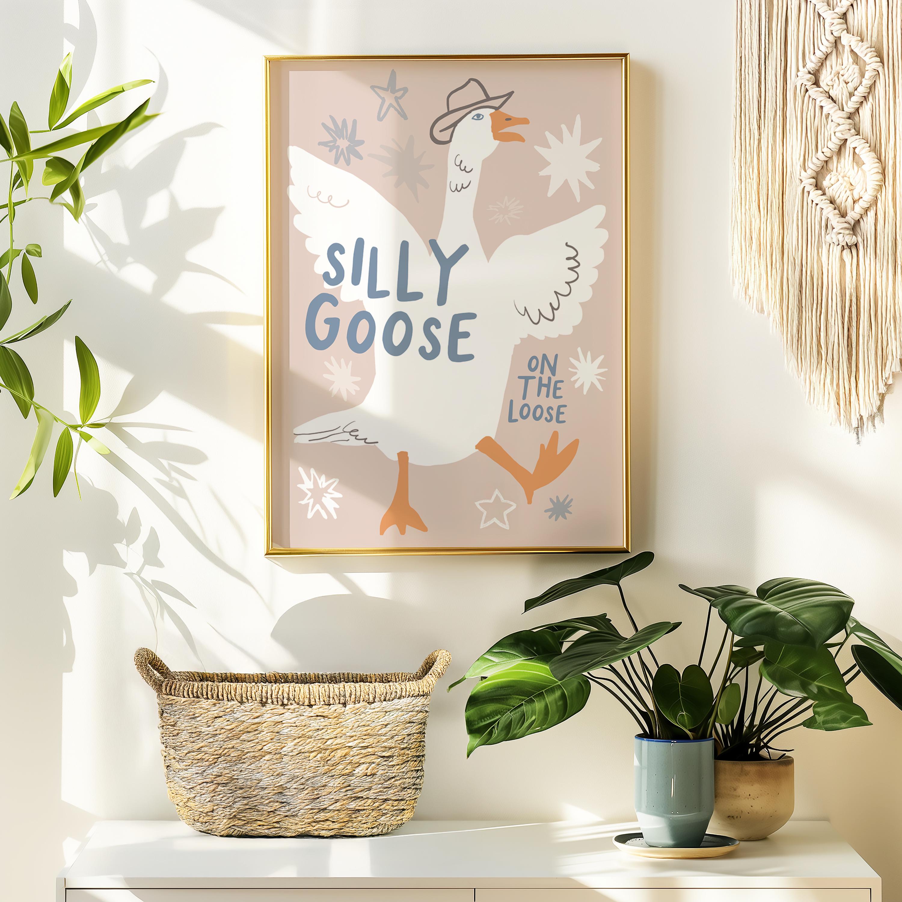 Silly Goose Digital Art Print | Goose Poster for Nursery or Playroom ...