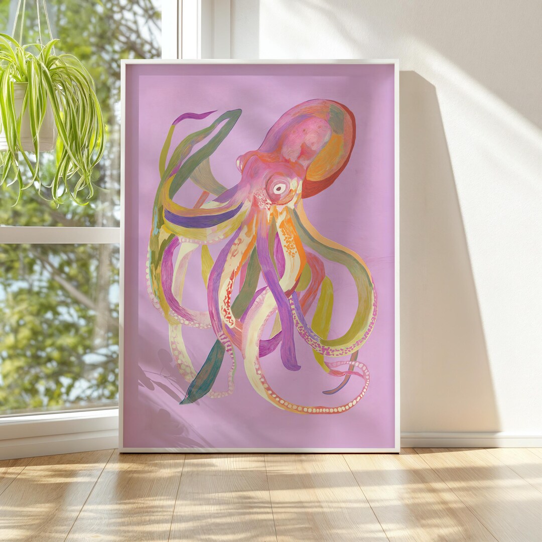 Colorful Octopus Wall Art Print — Whimsical Marine Life Poster - Etsy