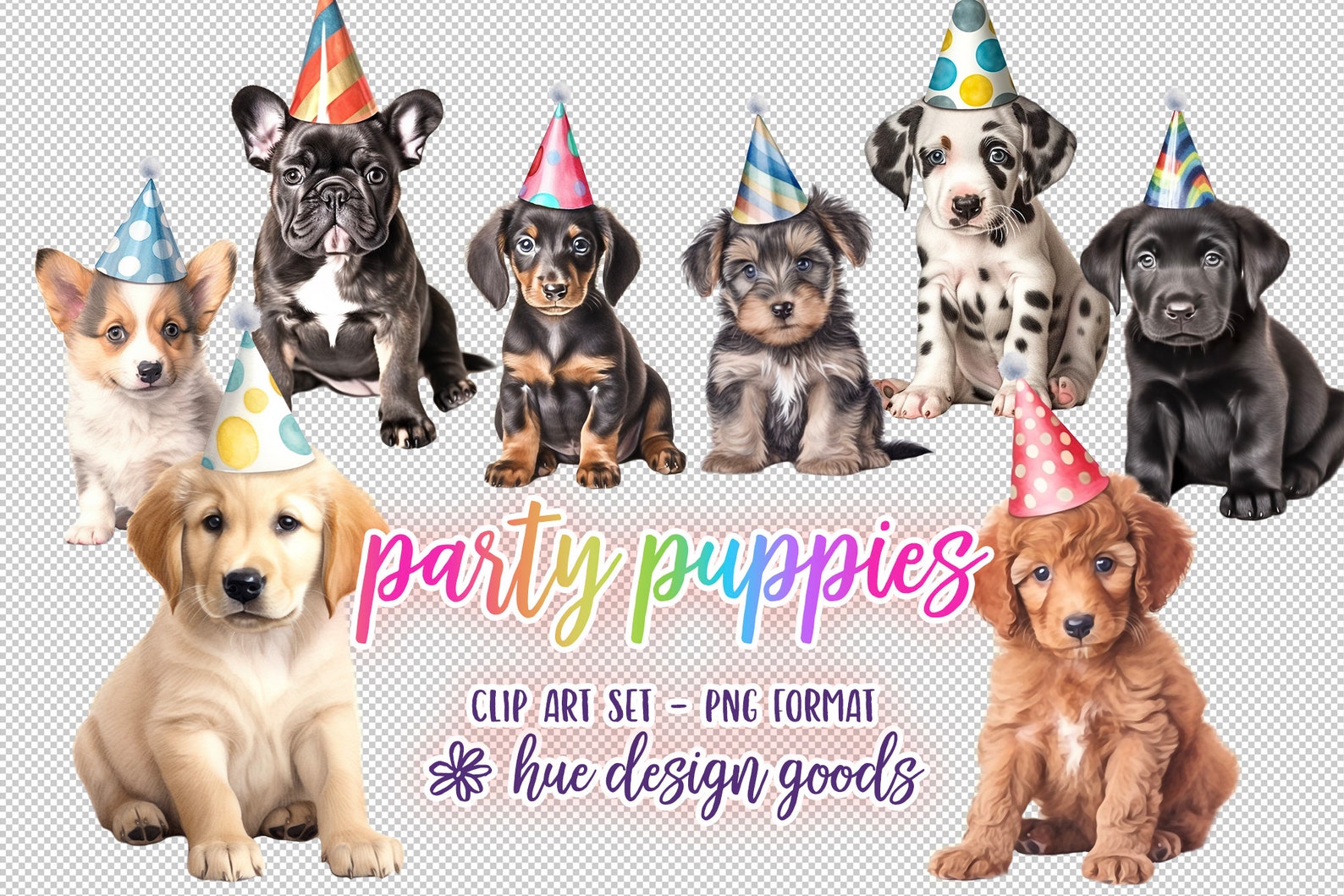 Dogs Wearing Party Hats Clip Art Images Cute Birthday Party Puppies