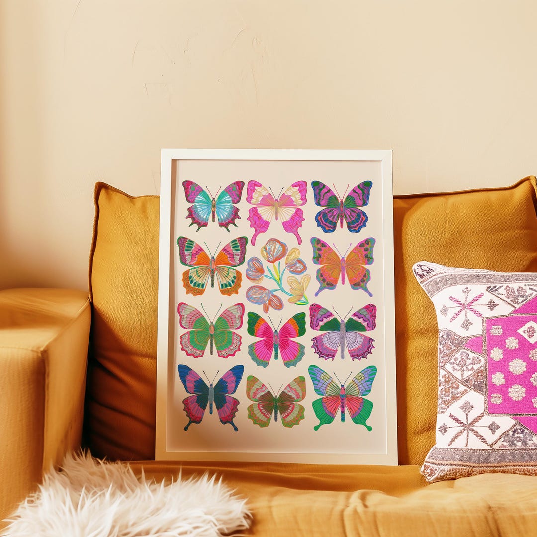 Butterfly Printable Wall Art | Colorful Botanical Digital Download ...