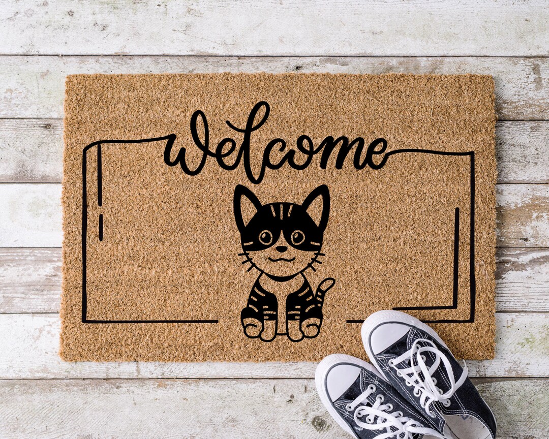 Cute Cat G02 Welcome Doormat Natural Coconut Doormat Nice Doormat ...