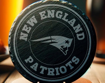 New England Football Team Logo Coasters, Man Cave Bar Accessories, Set of 4 Drink Mats