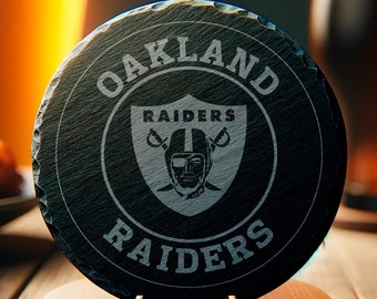 Football Team Coaster, Black and White Sports Logo, Man Cave Bar Decor, Gift for Football Fans, Drinkware Accessory, Home Tailgate Party