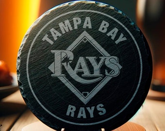 Tampa Bay Baseball Coaster, Baseball Sports Drinkware, 4" Round Coaster, Game Day Decor, Fan Gift, Men's Gift, Father's Day, Man Cave