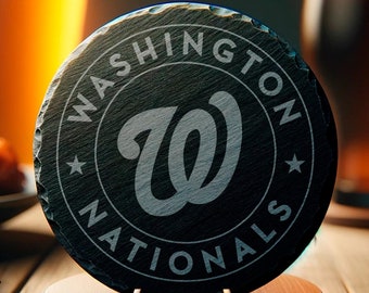 Washington Nationals Coaster, Baseball Sports Drinkware, 4" Round Coaster, Game Day Decor, Fan Gift, Men's Gift, Father's Day, Man Cave