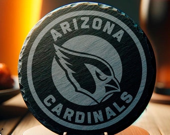 Arizona Cardinals Inspired 4" Coaster Set, Black and White Drink Mats, Football Team Logo, Man Cave Decor, Gift for Sports Fan
