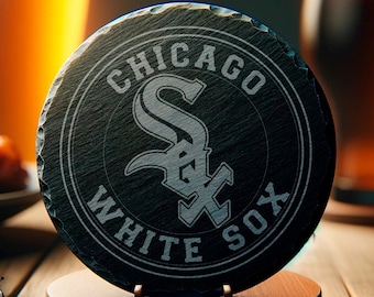 Chicago White Sox Inspired 4" Coaster, Baseball Sports Drinkware, Round Coaster, Game Day Decor, Fan Gift, Men's Gift, Father's Day, ManCave