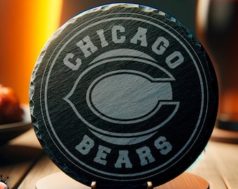 Chicago B3ars Slate Coaster, Black and White Décor, Man Cave Accessory