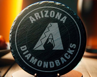 Arizona Diamondbacks Slate Coaster, Baseball Game Day Decor, 4 Inch Round Drink Coaster
